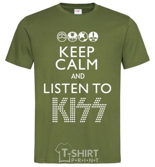 Men's T-Shirt Keep calm and listen to Kiss millennial-khaki фото