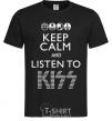 Men's T-Shirt Keep calm and listen to Kiss black фото