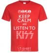 Men's T-Shirt Keep calm and listen to Kiss red фото