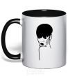 Mug with a colored handle Rihanna black фото