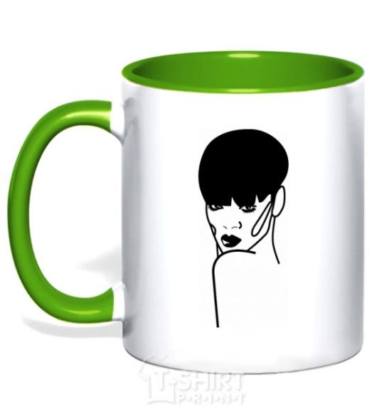 Mug with a colored handle Rihanna kelly-green фото