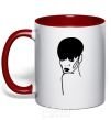 Mug with a colored handle Rihanna red фото