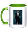 Mug with a colored handle Rihanna Photo kelly-green фото