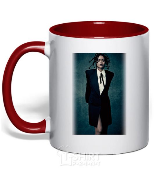 Чашка с цветной ручкой Rihanna Photo Красный фото