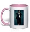 Mug with a colored handle Rihanna Photo light-pink фото