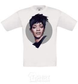 Kids T-shirt Rihanna portrait White фото