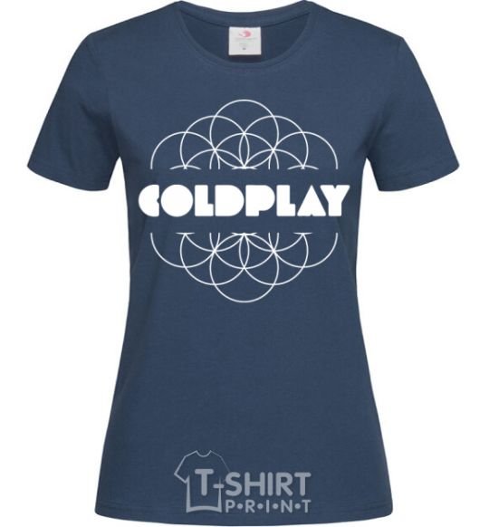 Women's T-shirt Coldplay white logo navy-blue фото