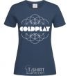 Women's T-shirt Coldplay white logo navy-blue фото