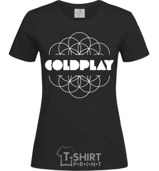 Women's T-shirt Coldplay white logo black фото