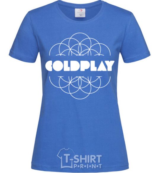 Women's T-shirt Coldplay white logo royal-blue фото