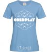 Women's T-shirt Coldplay white logo sky-blue фото