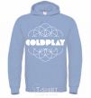 Men`s hoodie Coldplay white logo sky-blue фото