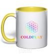 Mug with a colored handle Coldplay logo yellow фото