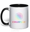 Mug with a colored handle Coldplay logo black фото