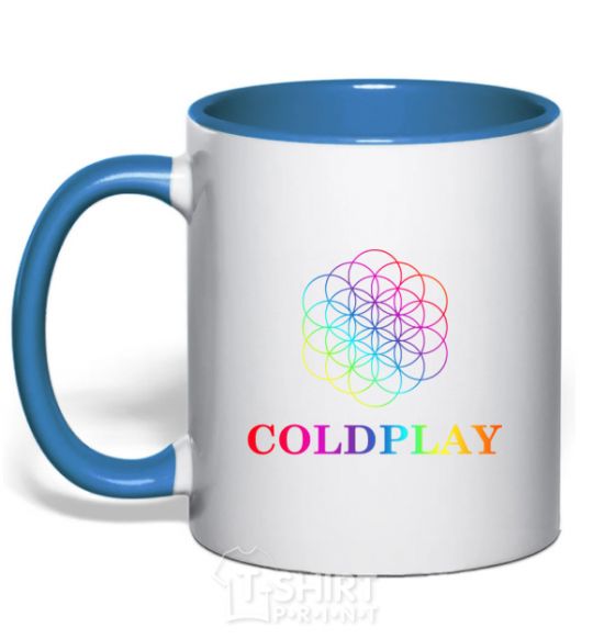 Mug with a colored handle Coldplay logo royal-blue фото