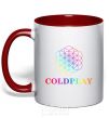 Mug with a colored handle Coldplay logo red фото