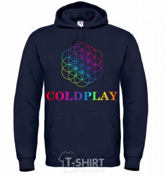 Men`s hoodie Coldplay logo navy-blue фото
