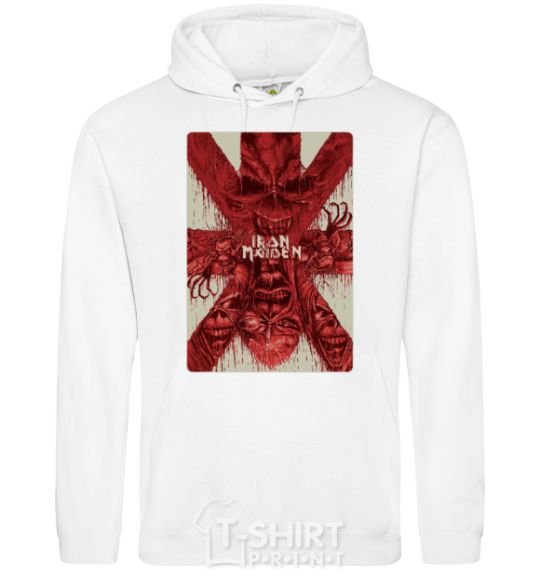 Men`s hoodie Iron maiden print White фото