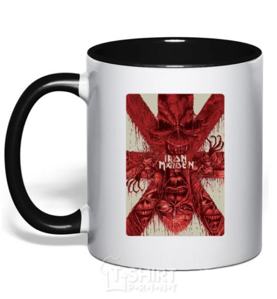 Mug with a colored handle Iron maiden print black фото