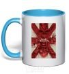 Mug with a colored handle Iron maiden print sky-blue фото