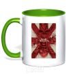 Mug with a colored handle Iron maiden print kelly-green фото