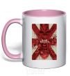 Mug with a colored handle Iron maiden print light-pink фото