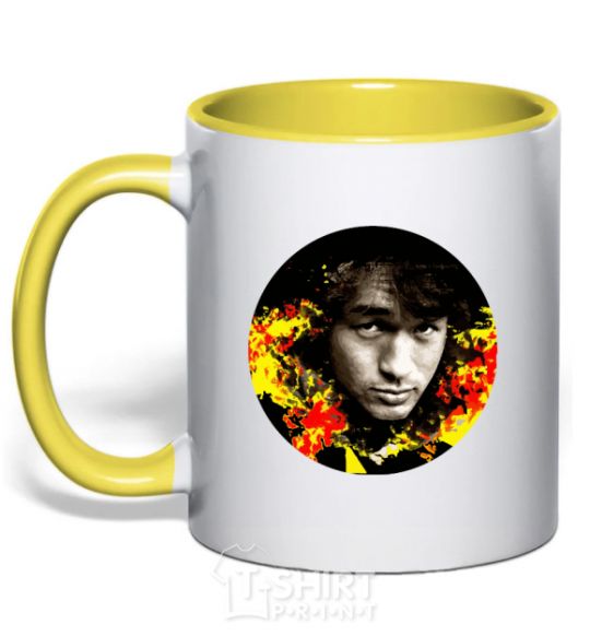 Mug with a colored handle Victor Tsoi yellow фото