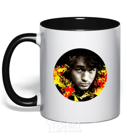 Mug with a colored handle Victor Tsoi black фото