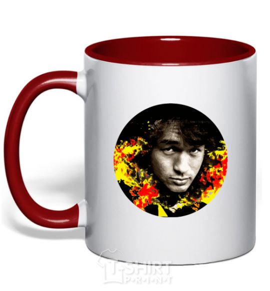 Mug with a colored handle Victor Tsoi red фото