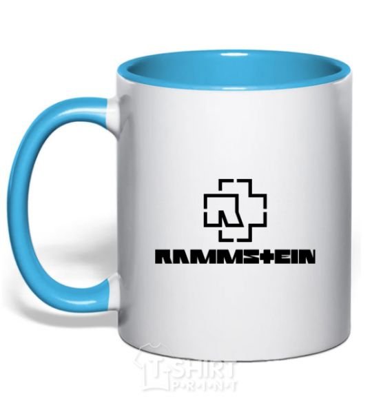 Чашка с цветной ручкой Rammstein logo Голубой фото