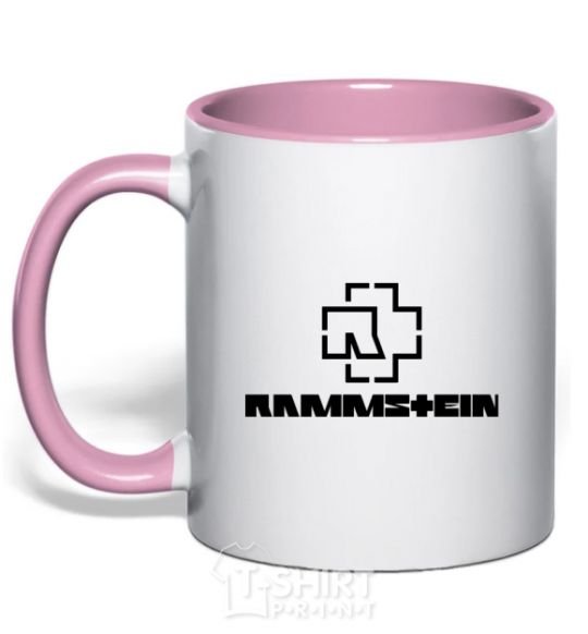 Чашка с цветной ручкой Rammstein logo Нежно розовый фото