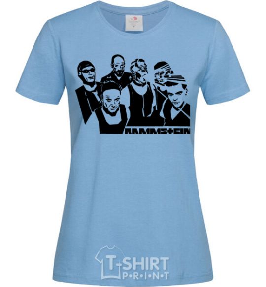 Women's T-shirt Rammstein band sky-blue фото