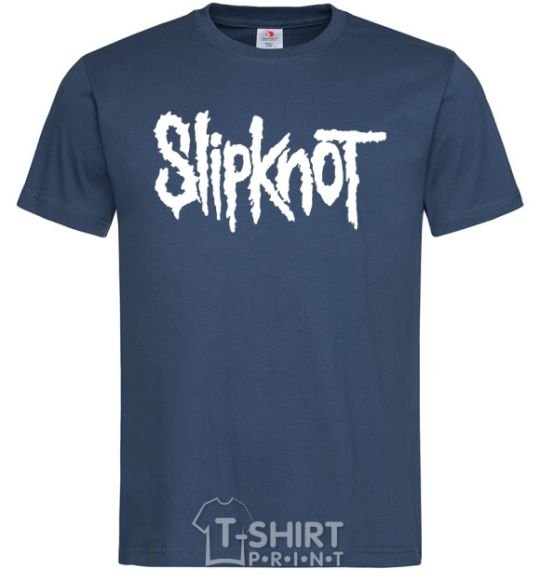 Men's T-Shirt Slipknot inscription navy-blue фото