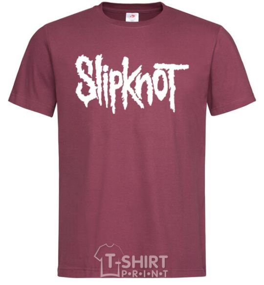 Men's T-Shirt Slipknot inscription burgundy фото