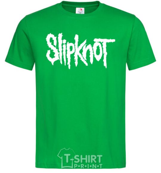 Men's T-Shirt Slipknot inscription kelly-green фото