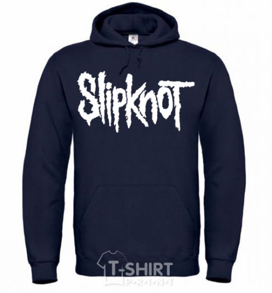Men`s hoodie Slipknot inscription navy-blue фото