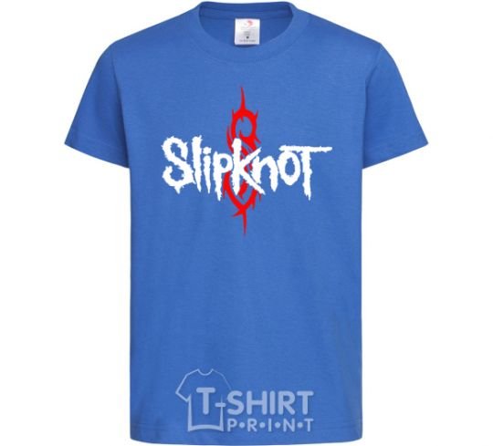 Kids T-shirt Slipknot logotype royal-blue фото