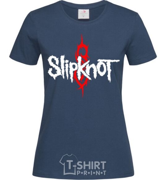 Women's T-shirt Slipknot logotype navy-blue фото