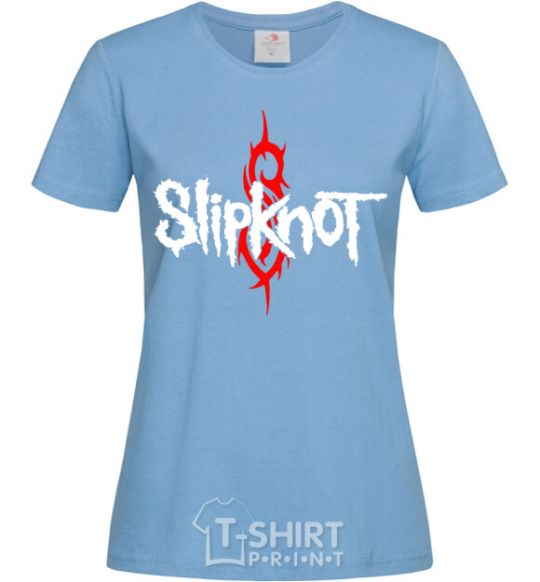 Women's T-shirt Slipknot logotype sky-blue фото