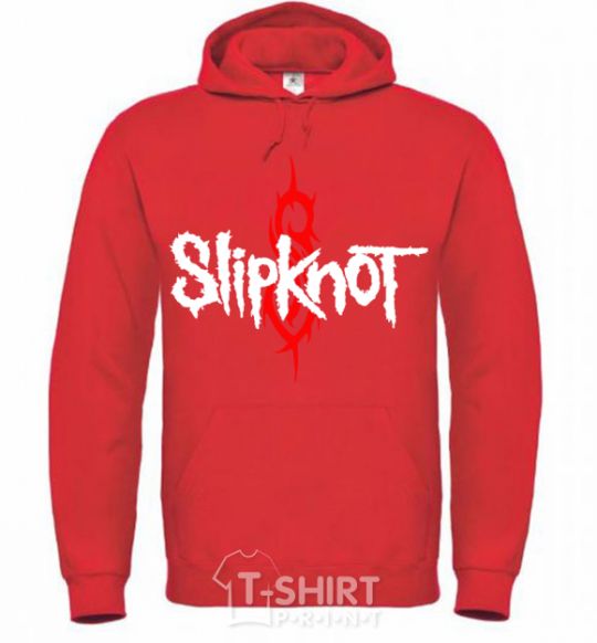 Мужская толстовка (худи) Slipknot logotype Ярко-красный фото