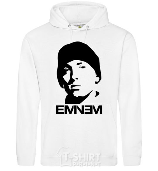 Мужская толстовка (худи) Eminem face Белый фото