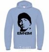 Men`s hoodie Eminem face sky-blue фото