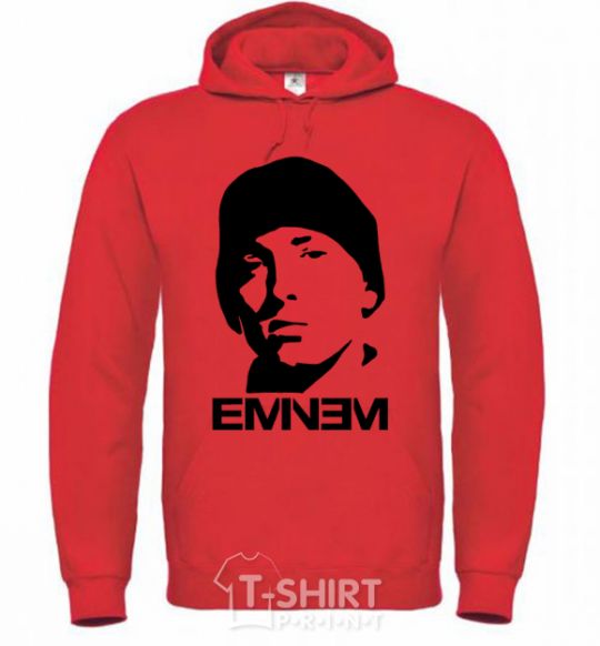 Мужская толстовка (худи) Eminem face Ярко-красный фото