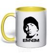 Mug with a colored handle Eminem face yellow фото