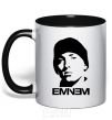 Mug with a colored handle Eminem face black фото