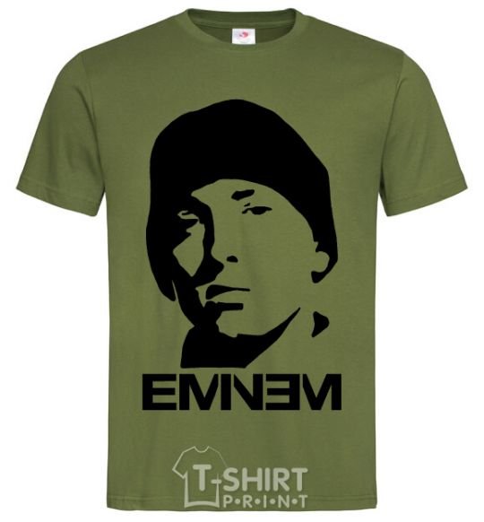 Мужская футболка Eminem face Оливковый фото