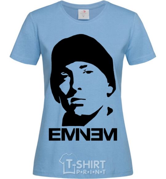 Women's T-shirt Eminem face sky-blue фото