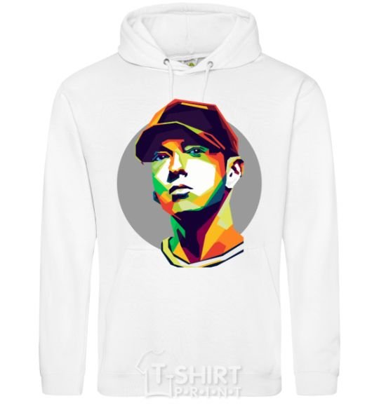 Men`s hoodie Eminem color face White фото