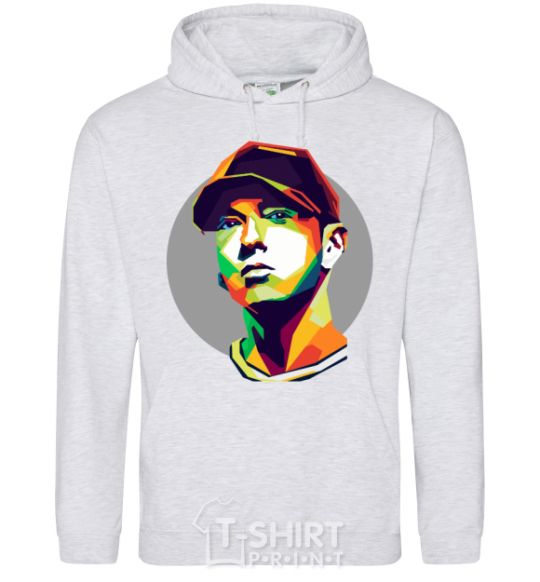 Men`s hoodie Eminem color face sport-grey фото