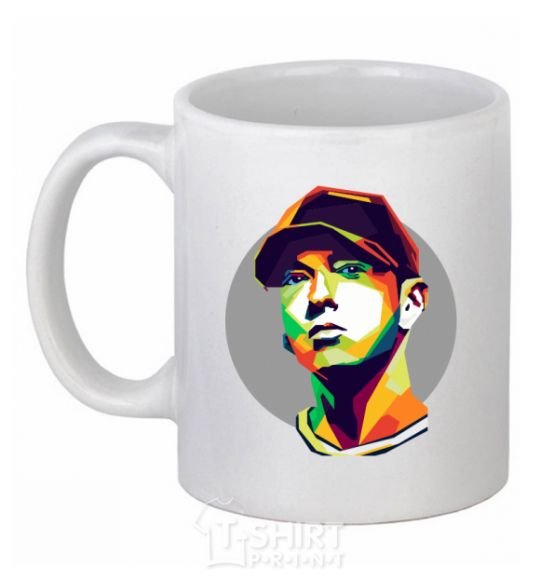 Ceramic mug Eminem color face White фото